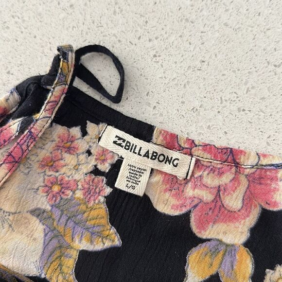 NWT Billabong Side by Side Tank Floral Black Lace Cropped Romantic Straps L - Picture 15 of 16